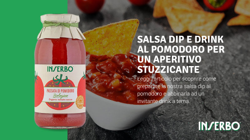 Salsa dip e drink al pomodoro per un aperitivo stuzzicante
