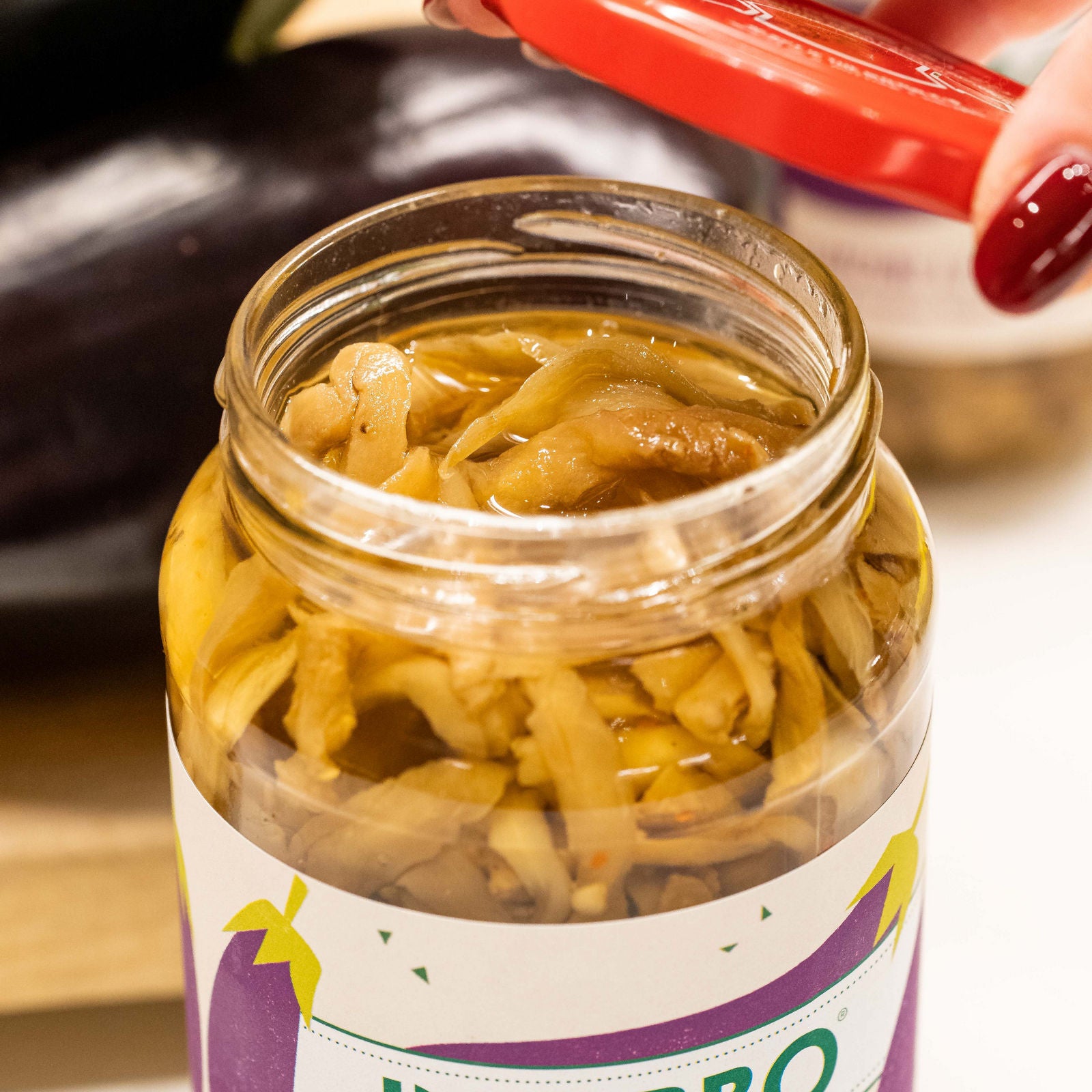 Filleted aubergines