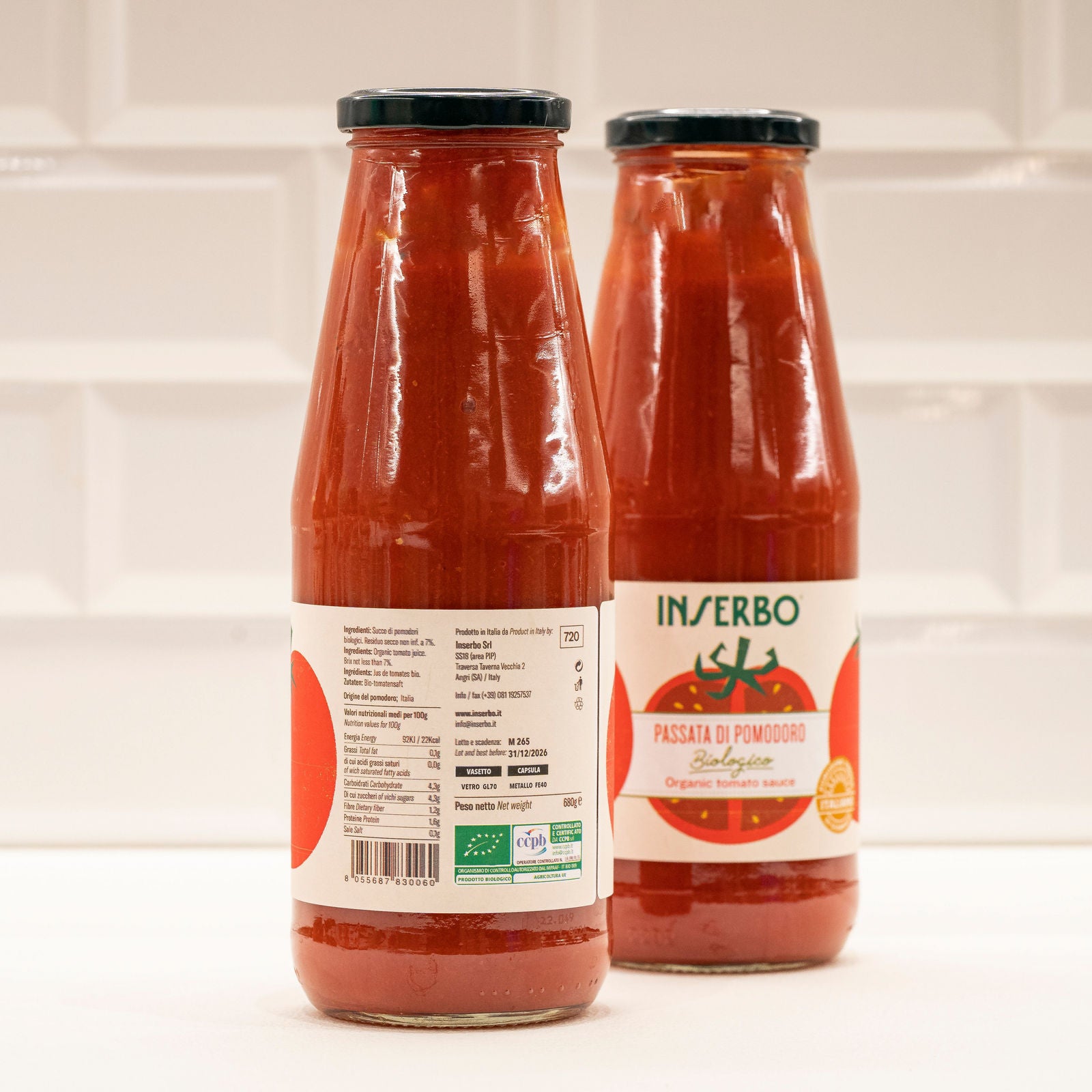 Inserbo passata nutritional label