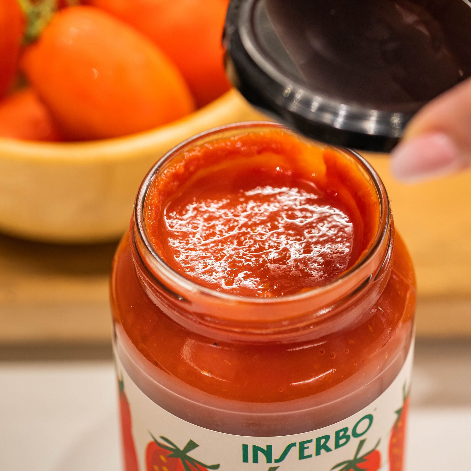 Organic peeled tomatoes in juice